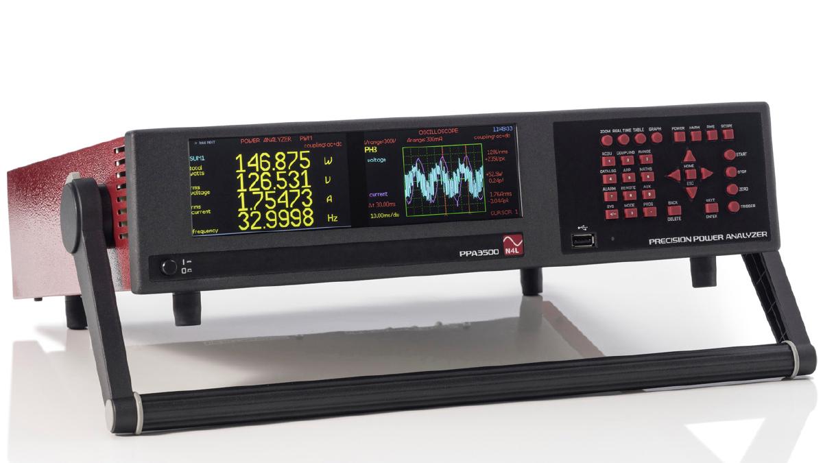 Six-phase PPA3560 power analyser showing realtime numerical display of power selectable and zoomable measurements.